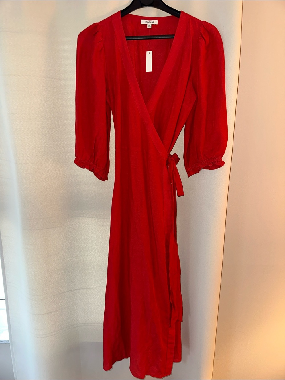 Madewell Linen Blend Wrap Dress